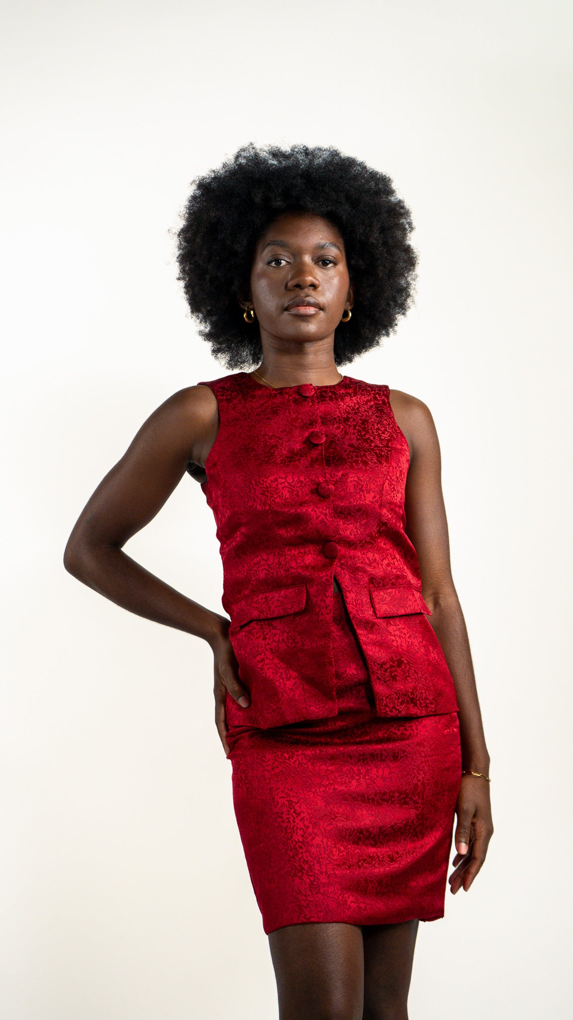 Haut Sayra – Jacquard rouge