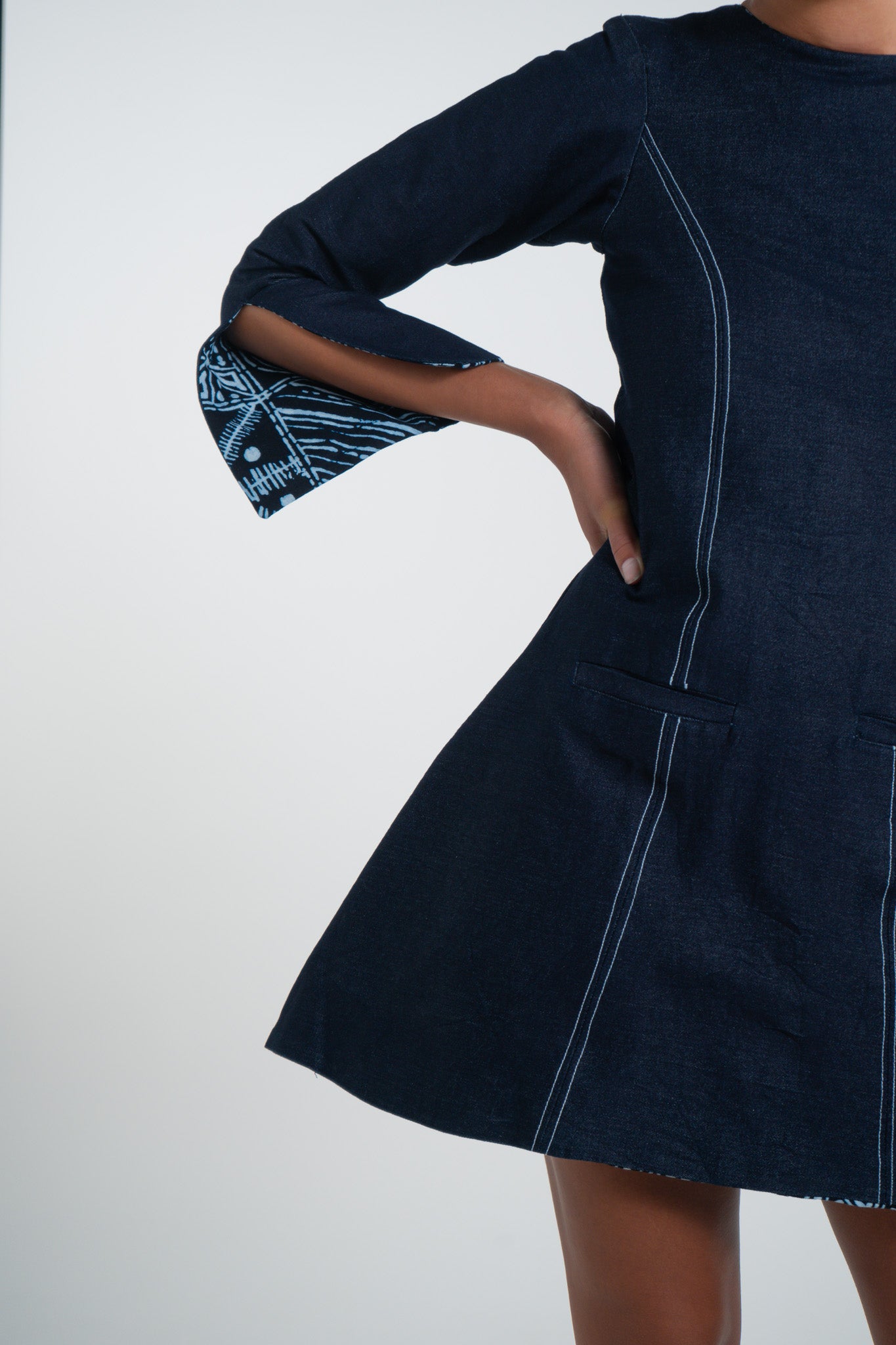 Anina robe réversible en jeans et 100% coton dogon