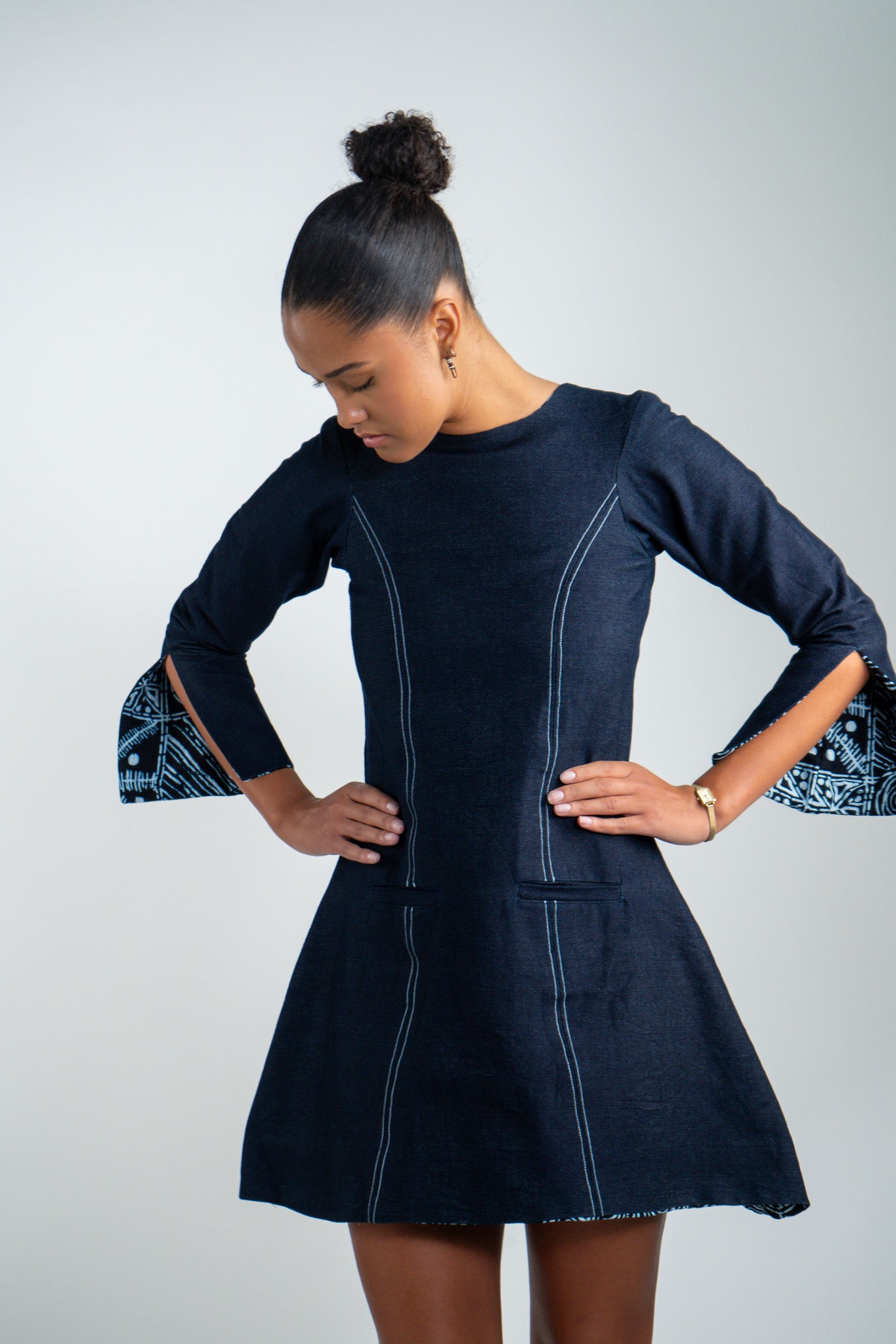 Anina robe réversible en jeans et 100% coton dogon